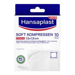 Abbildung: Hansaplast Soft Kompressen 7,5x7,5 cm steril 5X2 St, Pflaster PZN 19401724