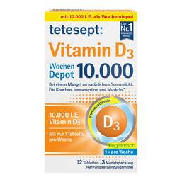 Abbildung: Tetesept Vitamin D3 10.000 Filmtabletten 12 St, Filmtabletten PZN 19402445