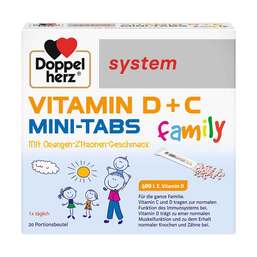 Abbildung: Doppelherz Vitamin D + C Mini-Tabs family system 20 St, Pellets PZN 19406785