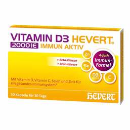 Abbildung: Vitamin D3 Hevert 2000 IE Immun Aktiv Kapseln 30 St, Kapseln PZN 19411450