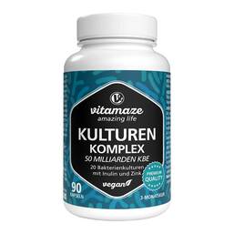 Abbildung: Kulturen Komplex 20 Darmbakterien 50 Mrd. KbE vegane Kapseln 90 St, Kapseln PZN 19439796