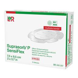 Abbildung: Suprasorb P Sensiflex multisite border 7,5x9,5cm 10 St, Verband PZN 19445377