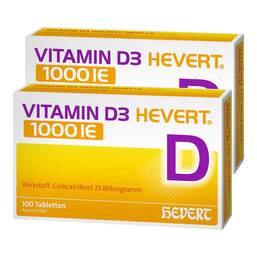 Abbildung: Vitamin D3 Hevert 1000 I.E. Tabletten 200 St, Tabletten PZN 19448944
