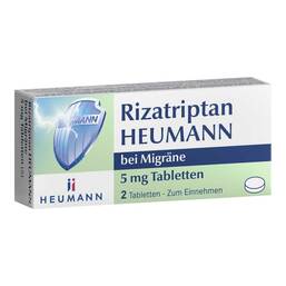 Abbildung: Rizatriptan Heumann bei Migräne 5 mg Tabletten 2 St, Tabletten PZN 19453922