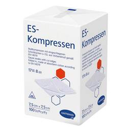 Abbildung: ES-Kompressen unsteril 7,5x7,5 cm 8fach 100 St, Kompressen PZN 19469455
