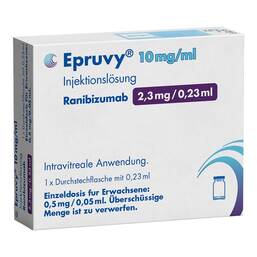 Abbildung: Epruvy 10 mg / ml Injektion -Lösung 2,3mg Durchstechflasche 1 St, Injektionslösung PZN 19470398