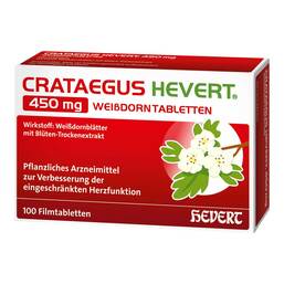 Abbildung: Crataegus Hevert 450 mg Weißdorntabletten 100 St, Filmtabletten PZN 19483478