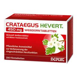 Abbildung: Crataegus Hevert 450 mg Weißdorntabletten 200 St, Filmtabletten PZN 19483484