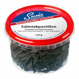 Abbildung: Salmix Salmiakpastillen zuckerfrei 135 g, Pastillen PZN 19493229