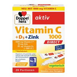 Abbildung: Doppelherz Vitamin C 1000 + D3 + Zink Direct Pellets Pellets, 20 St PZN 19528867