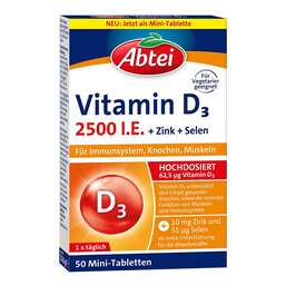 Abbildung: Abtei Vitamin D3 2500 I.E. Mini Tabletten 50 St, Tabletten PZN 19556326
