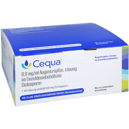 Abbildung: Cequa 0,9 mg / ml Augentropfen Lösung i.Einzeldosisbeh. 180 St, Einzeldosispipetten PZN 19631542