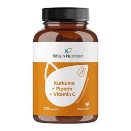 Abbildung: Kurkuma 95% Curcumin + Piperin + Vitamin C vegan Kapseln 120 St, Kapseln PZN 19680747