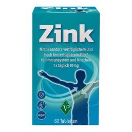 Abbildung: Zink 10 mg Tabletten 60 St, Tabletten PZN 19752895