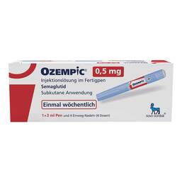 Abbildung: Ozempic 0,5 mg Injektionslösung im Fertigpen 3ml 1 St, Injektionslösung PZN 19810434
