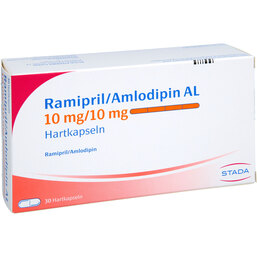 Abbildung: Ramipril / Amlodipin AL 10mg / 10mg Hartkapseln STADA 30 St, Hartkapseln PZN 19818654