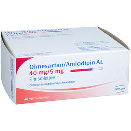 Abbildung: Olmesartan / Amlodipin AL 40 mg / 5 mg Filmtab.STADA 98 St, Filmtabletten PZN 19818743