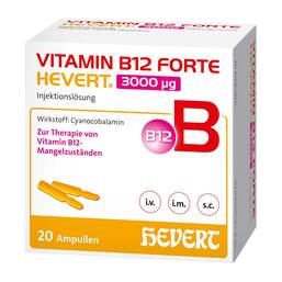 Abbildung: Vitamin B12 Forte Hevert 3000 µg Injektionslösung Ampulle  20X2 ml, Injektionslösung PZN 19831815