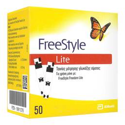 Abbildung: Freestyle Lite Teststreifen ohne Codieren für Finger 50 St, Teststreifen PZN 19911276