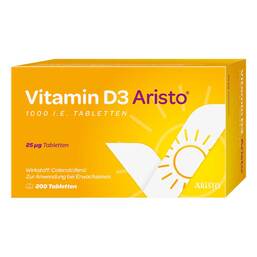 Abbildung: Vitamin D3 Aristo 1000 I.E. Tabletten 200 St, Tabletten PZN 20009629