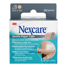 Abbildung: Nexcare Gentle Paper Tape 5 cmx5 m tan Rolle 1 St, Pflaster PZN 20089255