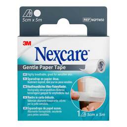 Abbildung: Nexcare Gentle Paper Tape 5 cmx5 m weiß Rolle 1 St, Pflaster PZN 20089261