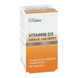 Abbildung: Activplus Vitamin D3 5000 I.E. + K2 Depot Tabletten 180 St, Tabletten PZN 20119542