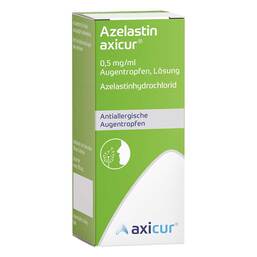 Abbildung: Azelastin axicur 0,5 mg / ml Augentropfen Lösung 6 ml, Augentropfen PZN 20196100