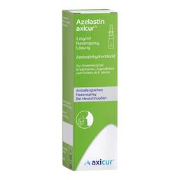 Abbildung: Azelastin axicur 1 mg / ml Nasenspray Lösung 5 ml, Nasenspray PZN 20196117