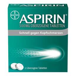 Abbildung: Aspirin 500 mg überzogene Tabletten 12 St, Überzogene Tabletten PZN 20285648