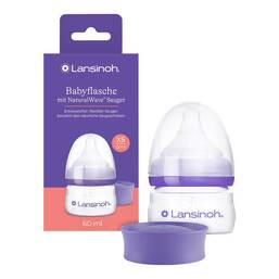 Abbildung: Lansinoh Babyflasche & Naturalwave Sauger XS 60 ml 1 St, Flaschen PZN 20310441