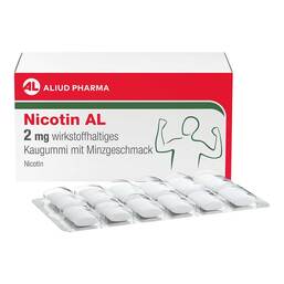 Abbildung: Nicotin AL 2 mg wirkstoffhaltiges Kaugummi mit Minzgeschmack 204 St, Kaugummi PZN 20335665