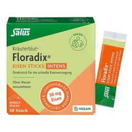Abbildung: Floradix Eisen Sticks intens Pulver 20 St, Pulver PZN 20398499