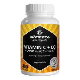Abbildung: Vitamin C + D3 + Zink Bisglycinat vegetarisch Kapseln 400 St, Kapseln PZN 20411308
