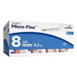 Abbildung: Micro-Fine Insulinspritze U100 0,3x8 mm 100 St, Spritzen PZN 20539899