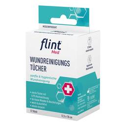 Abbildung: Flint Med Wundreinigungstücher steril 12,5x18 cm 12 St, Tücher PZN 20576854