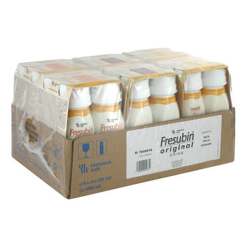 Abbildung: Fresubin Original Drink Mischkarton Trinkflasche Lösung, 24X200 ml PZN 00246221