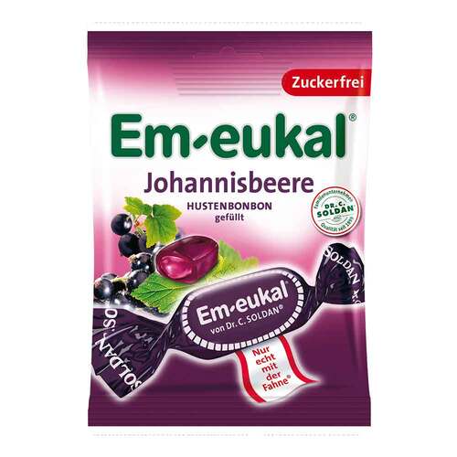Abbildung: Em-eukal Hustenbonbons Johannisbeere gefüllt zuckerfrei Bonbons, 75 g PZN 03166304