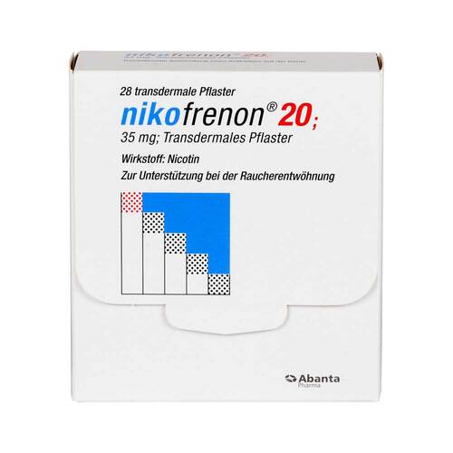Abbildung: Nikofrenon 20 transdermale Pflaster Pflaster transdermal, 28 St PZN 03749773