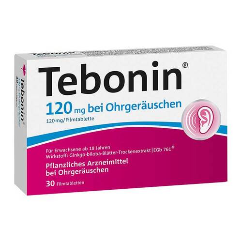Abbildung: Tebonin 120 mg bei Ohrgeräuschen Filmtabletten Filmtabletten, 30 St PZN 04369216