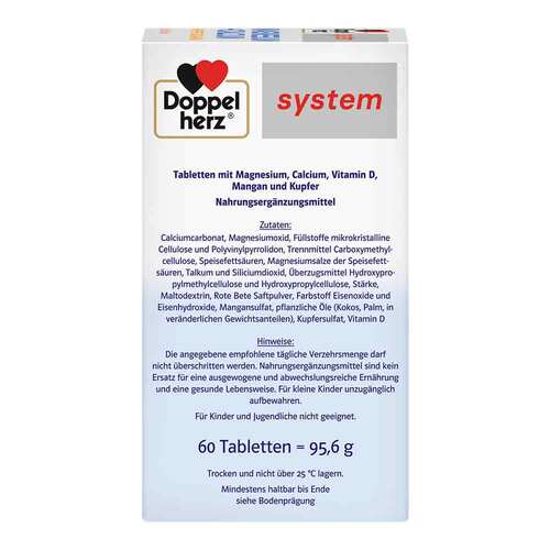 Doppelherz system Magnesium+Calcium+Kupfer und Mangan Tabletten - 2