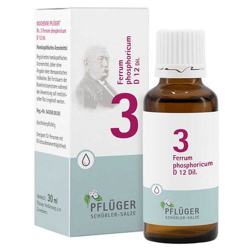 Abbildung: Biochemie Pflüger 3 Ferrum phosphoricum D 12 Tropfen Tropfen, 30 ml PZN 06323833