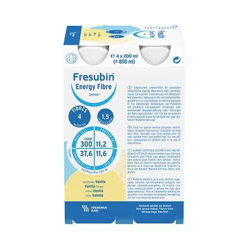 Abbildung: Fresubin Energy Fibre Drink Vanille Trinkflasche Lösung, 6X4X200 ml PZN 06894990
