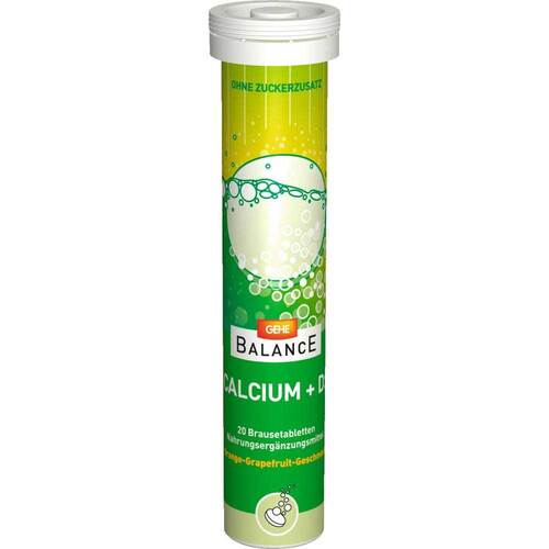 Abbildung: Gehe Balance Calcium + D3 Brausetabletten Röhrchen Brausetabletten, 20 St PZN 06919951