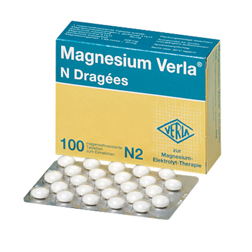 Abbildung: Magnesium Verla N Dragees Tabletten magensaftresistent, 10X100 St PZN 07330597
