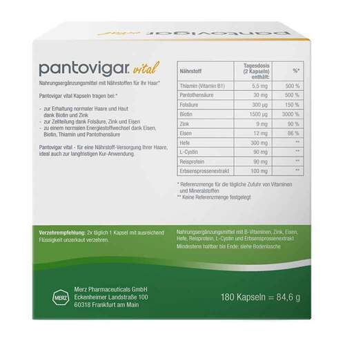 Pantovigar vital Kapseln mit N&auml;hrstoffen f&uuml;r Haare - 2