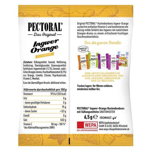 Pectoral Ingwer Orange Bonbons zuckerfrei - 2