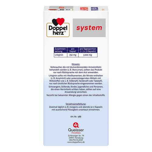 Doppelherz system L-Arginin Vital 3000 Kapseln - 3
