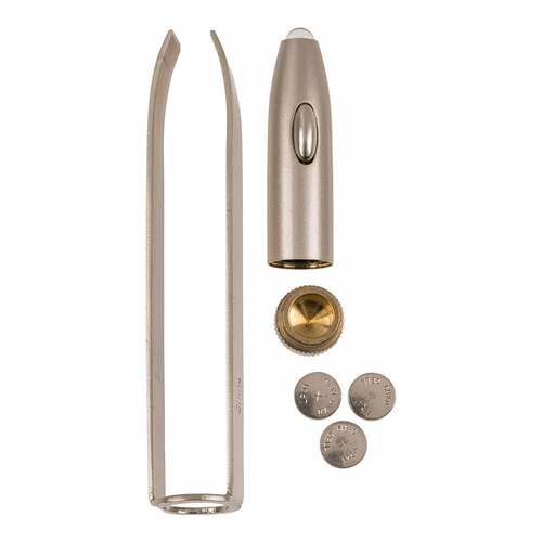 Pinzette schr&auml;ge Spitze Led-Licht Edelstahl 9,5 cm - 2
