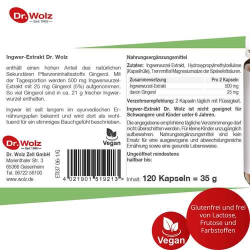 Ingwer Extrakt Dr. Wolz Kapseln - 5
